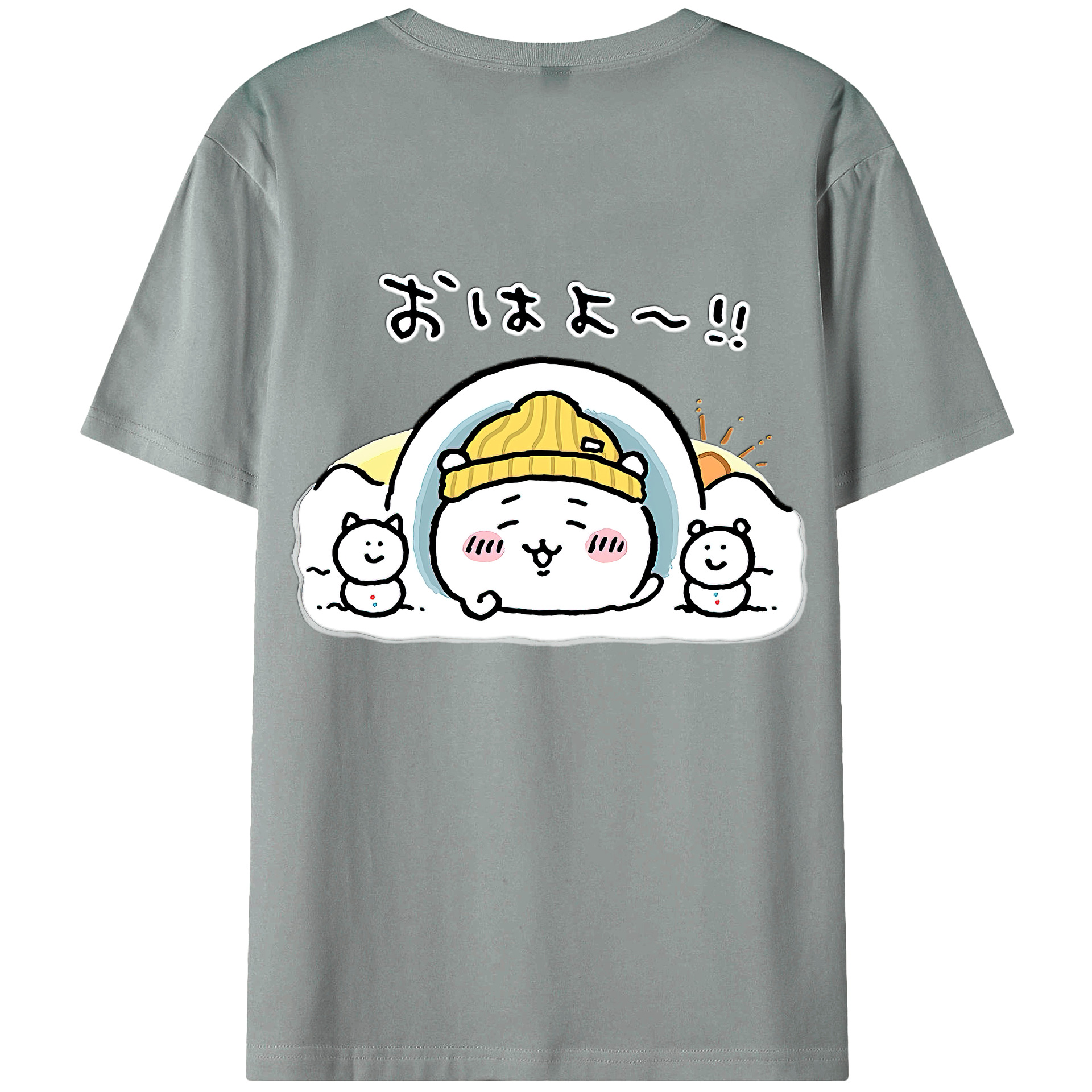 （画像用） ちいかわ ちいかわ Chii-kawa chiikawa 綿100％ メンズ半袖Tシャツ（バックプリント） 通気性